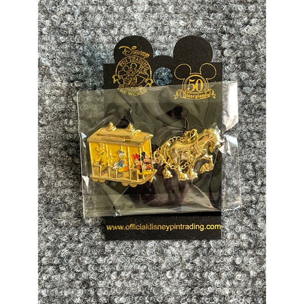 Disney Disneyland 50th Anniversary Horse Drawn Streetcar Mickey Minnie Pin 49701